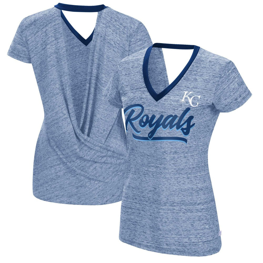 Kansas City Royals Touch Women's Halftime Back Wrap Top V-Neck T-Shirt - Royal T-shirts
