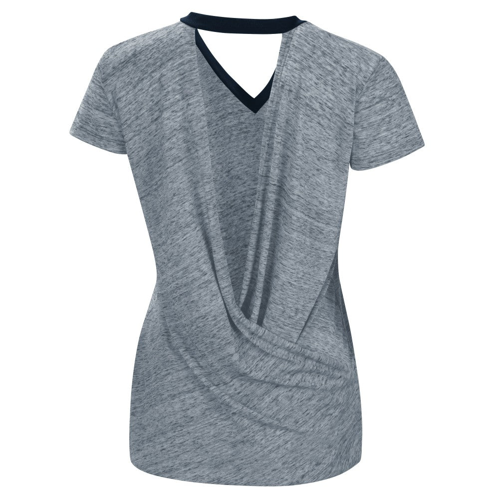 Milwaukee Brewers Touch Women's Halftime Back Wrap Top V-Neck T-Shirt - Navy T-shirts