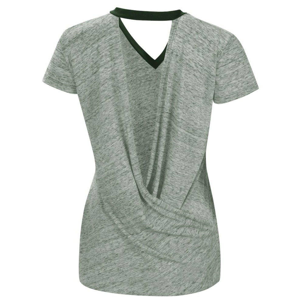 Athletics Touch Women's Halftime Back Wrap Top V-Neck T-Shirt - Green T-shirts