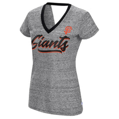 San Francisco Giants Touch Women's Halftime Back Wrap Top V-Neck T-Shirt - Black T-shirts