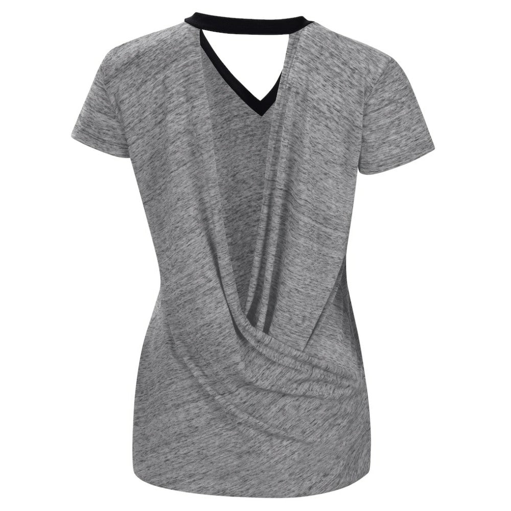 San Francisco Giants Touch Women's Halftime Back Wrap Top V-Neck T-Shirt - Black T-shirts