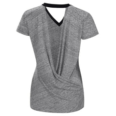 San Francisco Giants Touch Women's Halftime Back Wrap Top V-Neck T-Shirt - Black T-shirts