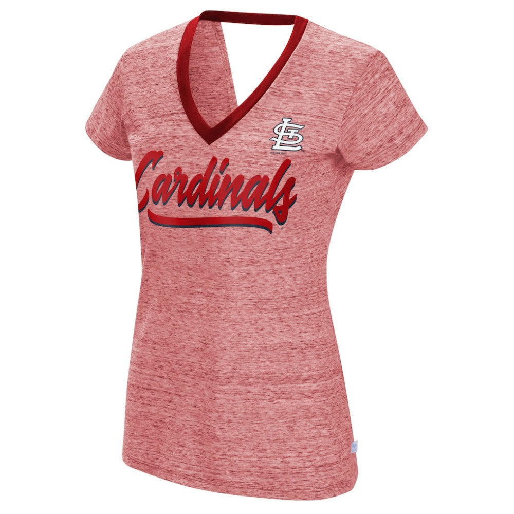 St. Louis Cardinals Touch Women's Halftime Back Wrap Top V-Neck T-Shirt - Red T-shirts
