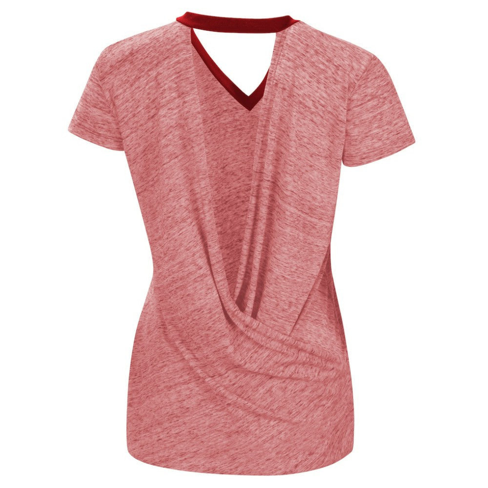 St. Louis Cardinals Touch Women's Halftime Back Wrap Top V-Neck T-Shirt - Red T-shirts