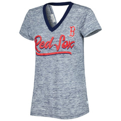 Boston Red Sox Touch Women's Halftime Back Wrap Top V-Neck T-Shirt - Navy T-shirts