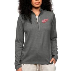Detroit Red Wings Antigua Women's Epic Quarter-Zip Pullover Top - Heather Charcoal | US 5083913