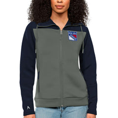 New York Rangers Antigua Women's Protect Full-Zip Hoodie - Navy/Steel | US 5084122