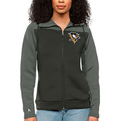 Pittsburgh Penguins Antigua Women's Protect Full-Zip Hoodie - Steel/Charcoal | US 5084135