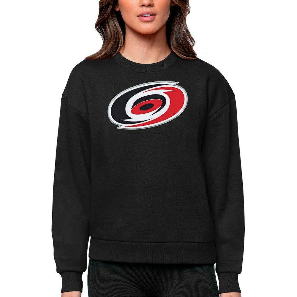 Carolina Hurricanes Antigua Women's Team Logo Victory Crewneck Pullover Sweatshirt - Black | US 5084209