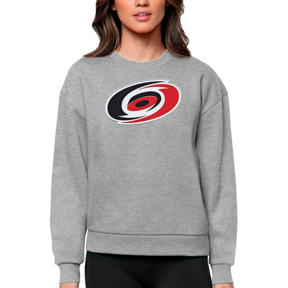 Carolina Hurricanes Antigua Women's Team Logo Victory Crewneck Pullover Sweatshirt - Heather Gray | US 5084210