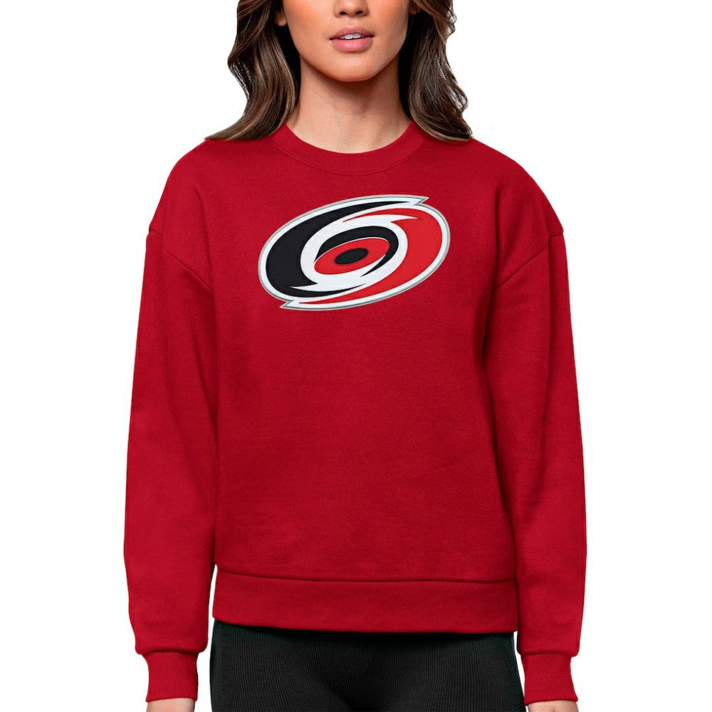 Carolina Hurricanes Antigua Women's Team Logo Victory Crewneck Pullover Sweatshirt - Red | US 5084211