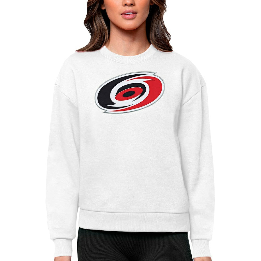 Carolina Hurricanes Antigua Women's Team Logo Victory Crewneck Pullover Sweatshirt - White | US 5084212