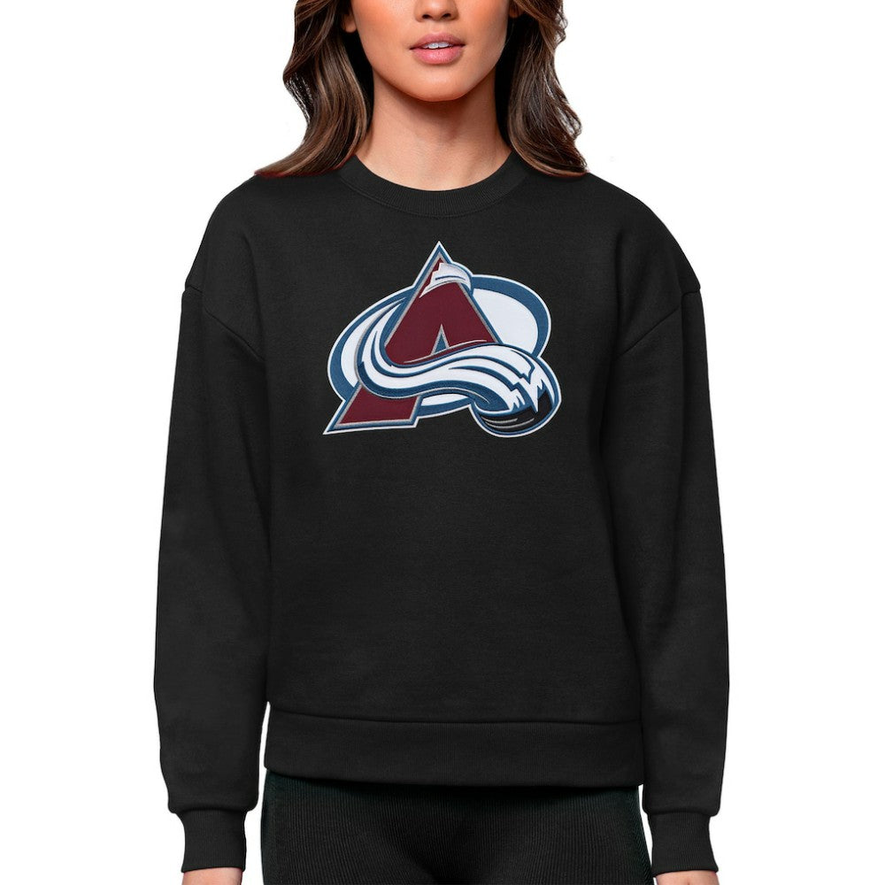 Colorado Avalanche Antigua Women's Team Logo Victory Crewneck Pullover Sweatshirt - Black | US 5084217