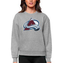 Colorado Avalanche Antigua Women's Team Logo Victory Crewneck Pullover Sweatshirt - Heather Gray | US 5084218