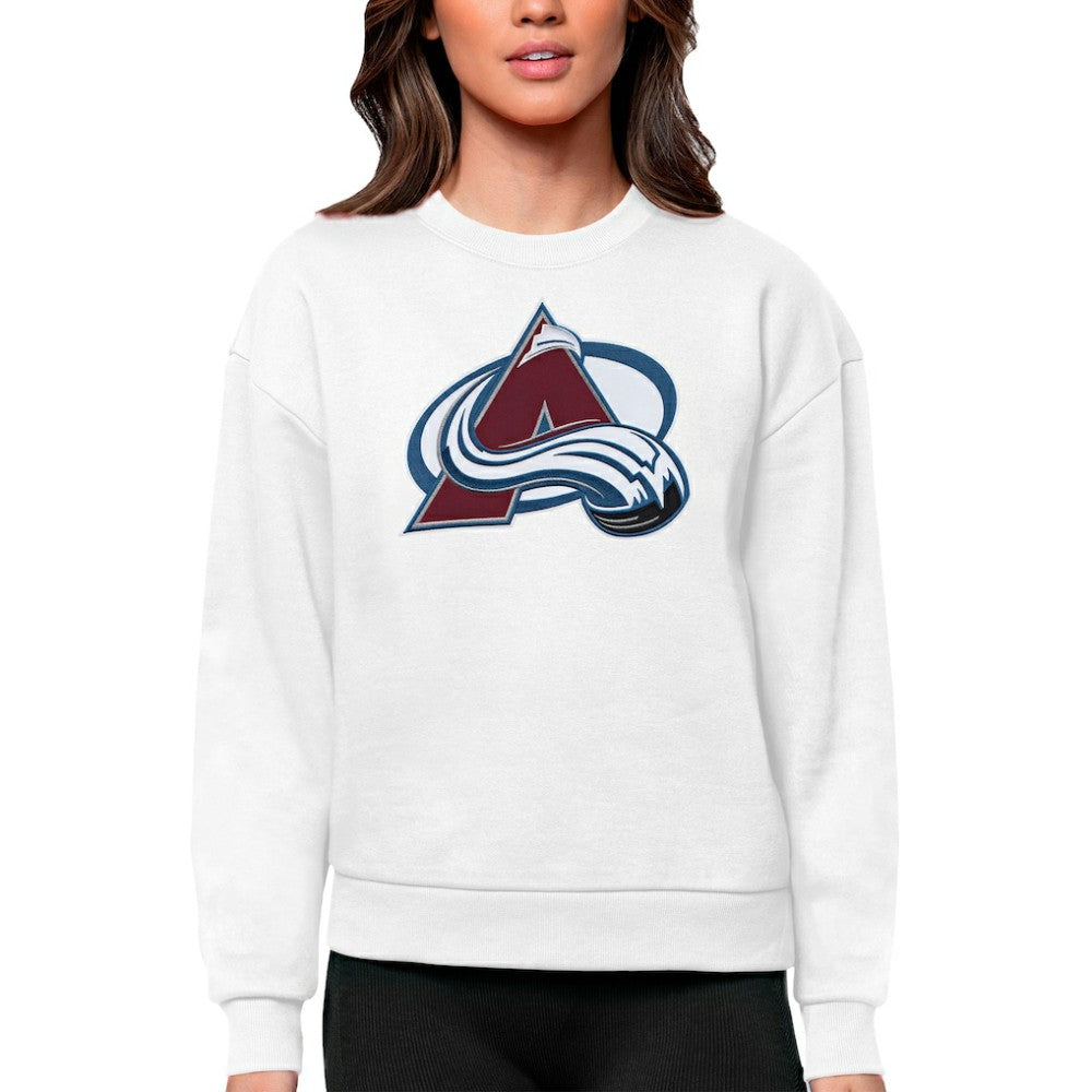 Colorado Avalanche Antigua Women's Team Logo Victory Crewneck Pullover Sweatshirt - White | US 5084221