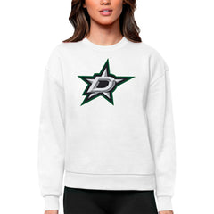 Dallas Stars Antigua Women's Team Logo Victory Crewneck Pullover Sweatshirt - White | US 5084230