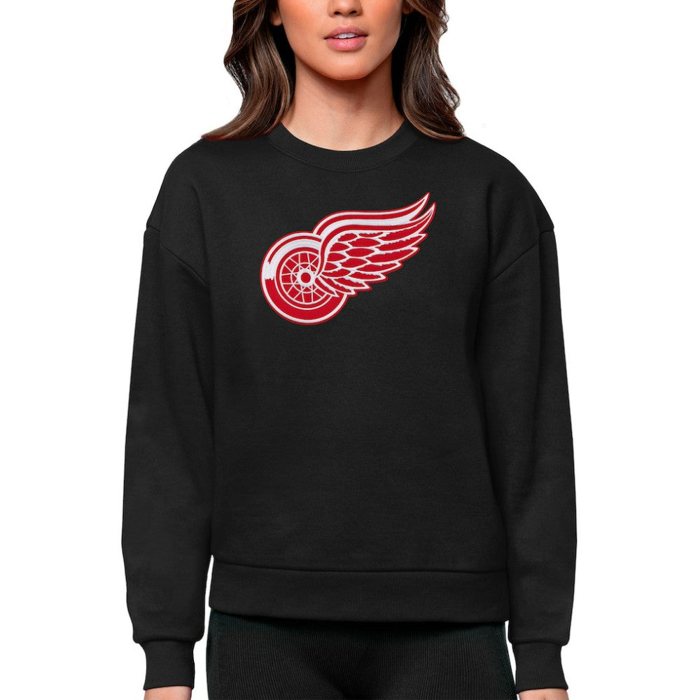 Detroit Red Wings Antigua Women's Team Logo Victory Crewneck Pullover Sweatshirt - Black | US 5084231