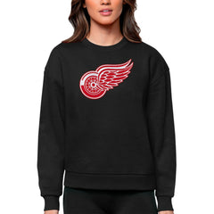 Detroit Red Wings Antigua Women's Team Logo Victory Crewneck Pullover Sweatshirt - Black | US 5084231