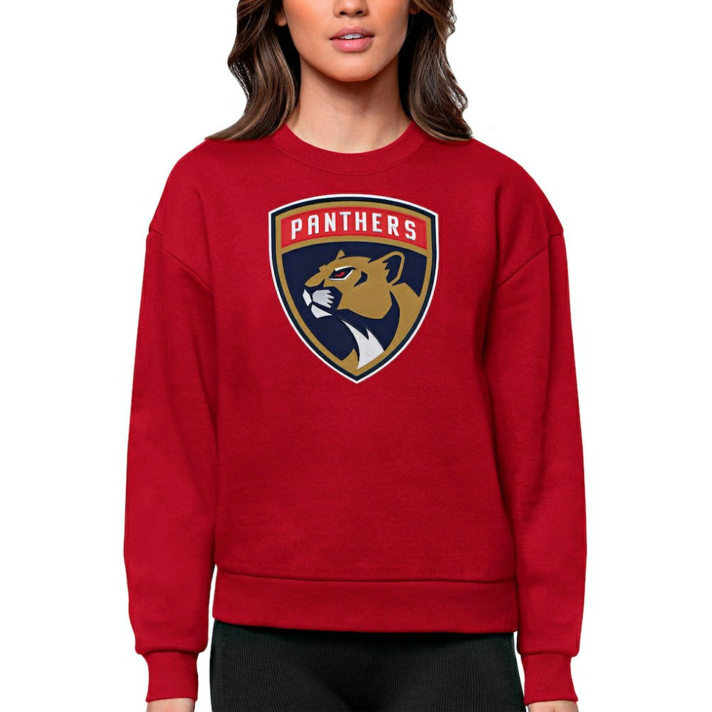 Florida Panthers Antigua Women's Team Logo Victory Crewneck Pullover Sweatshirt - Red | US 5084243