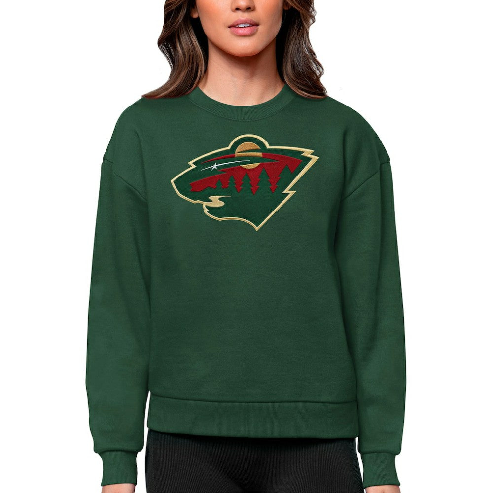Minnesota Wild Antigua Women's Team Logo Victory Crewneck Pullover Sweatshirt - Green | US 5084249