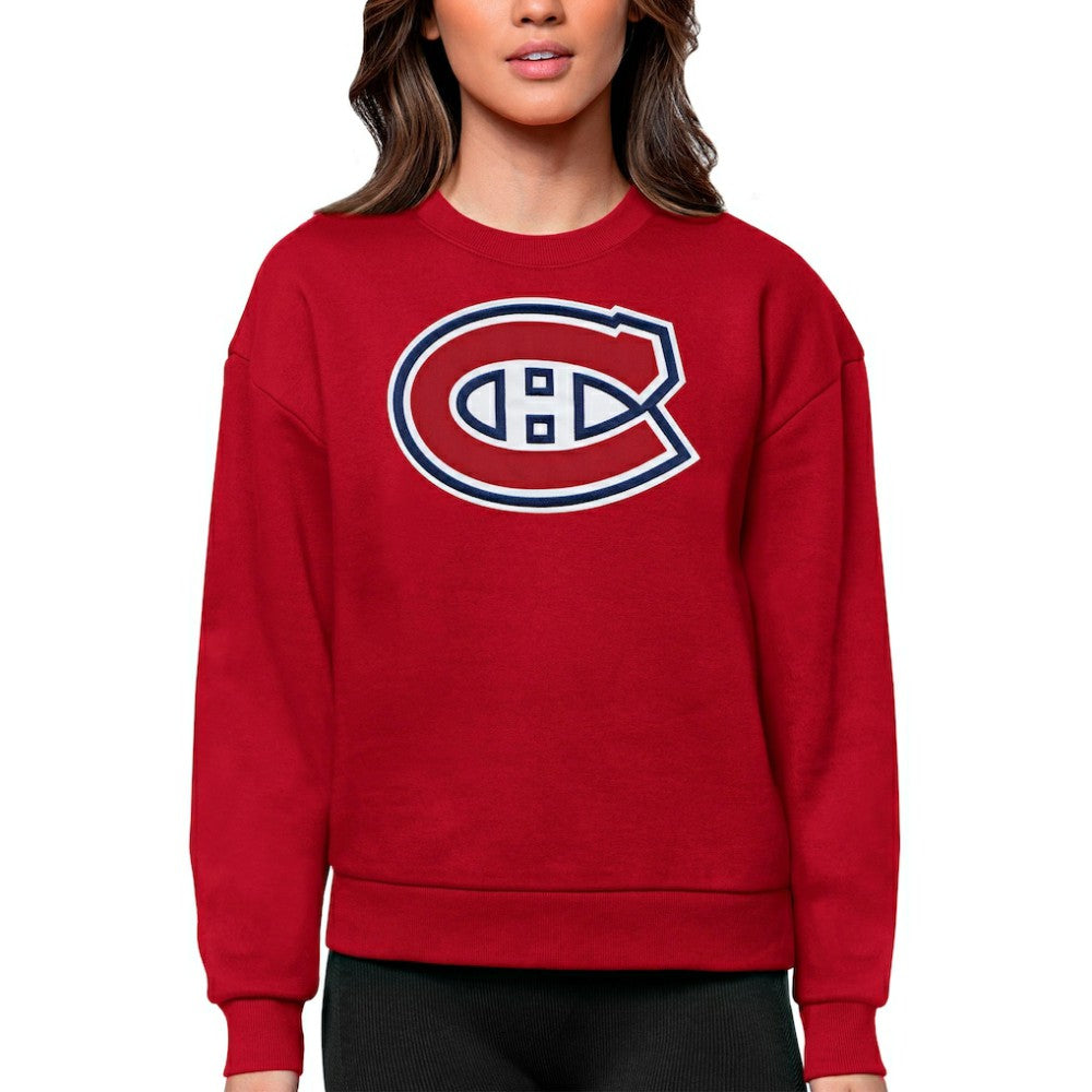 Montreal Canadiens Antigua Women's Team Logo Victory Crewneck Pullover Sweatshirt - Red | US 5084256