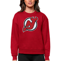 New Jersey Devils Antigua Women's Team Logo Victory Crewneck Pullover Sweatshirt - Red | US 5084265