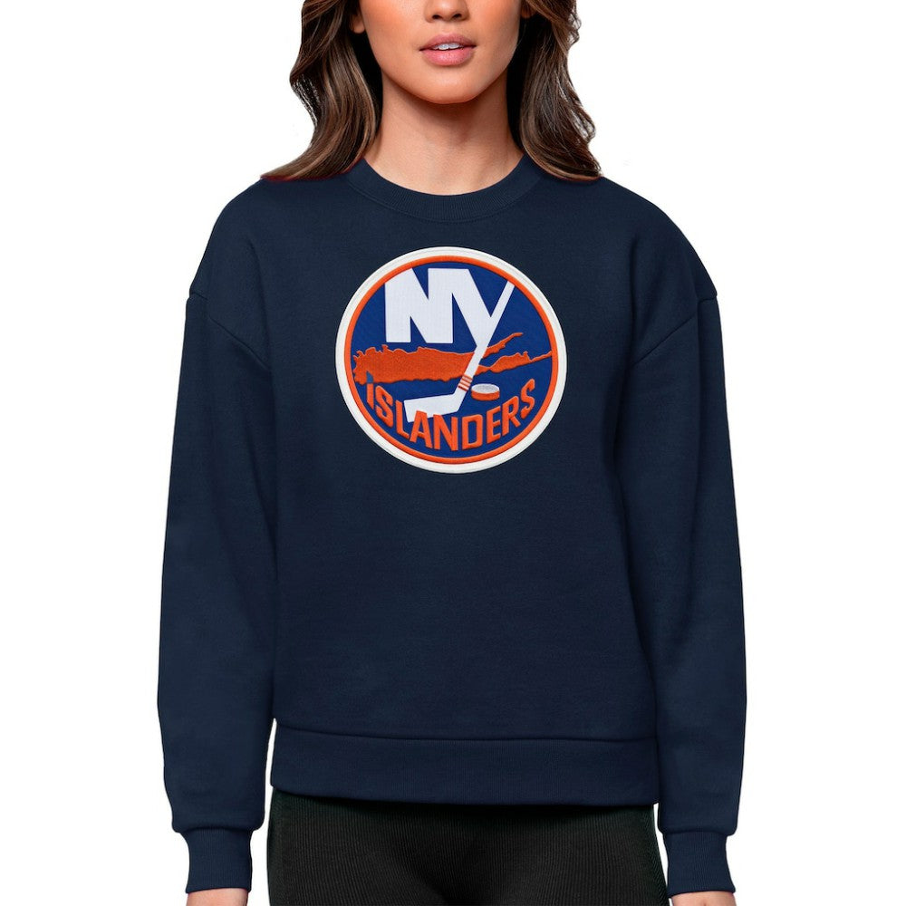 New York Islanders Antigua Women's Team Logo Victory Crewneck Pullover Sweatshirt - Navy | US 5084269