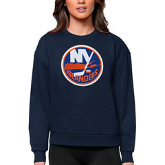 New York Islanders Antigua Women's Team Logo Victory Crewneck Pullover Sweatshirt - Navy | US 5084269