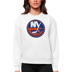 New York Islanders Antigua Women's Team Logo Victory Crewneck Pullover Sweatshirt - White | US 5084272