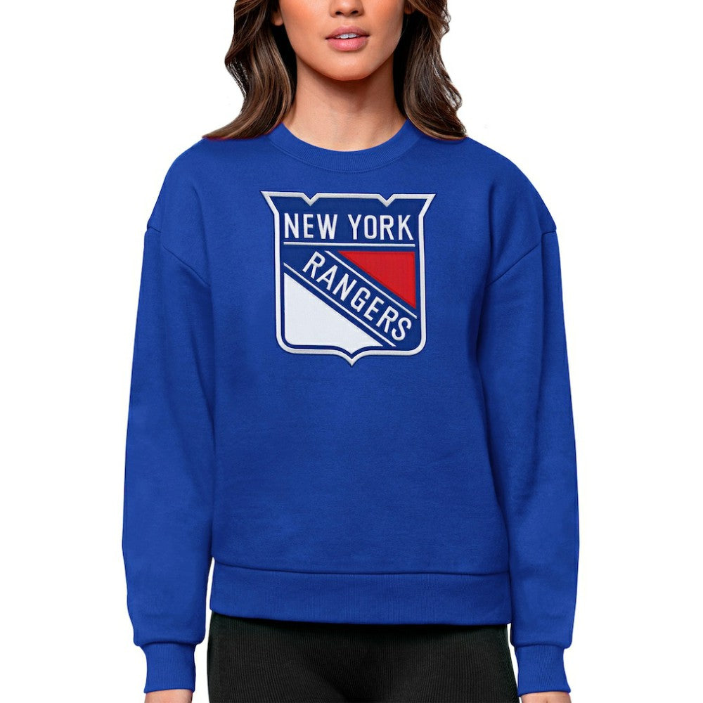 New York Rangers Antigua Women's Team Logo Victory Crewneck Pullover Sweatshirt - Royal | US 5084277