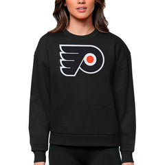 Philadelphia Flyers Antigua Women's Team Logo Victory Crewneck Pullover Sweatshirt - Black | US 5084283