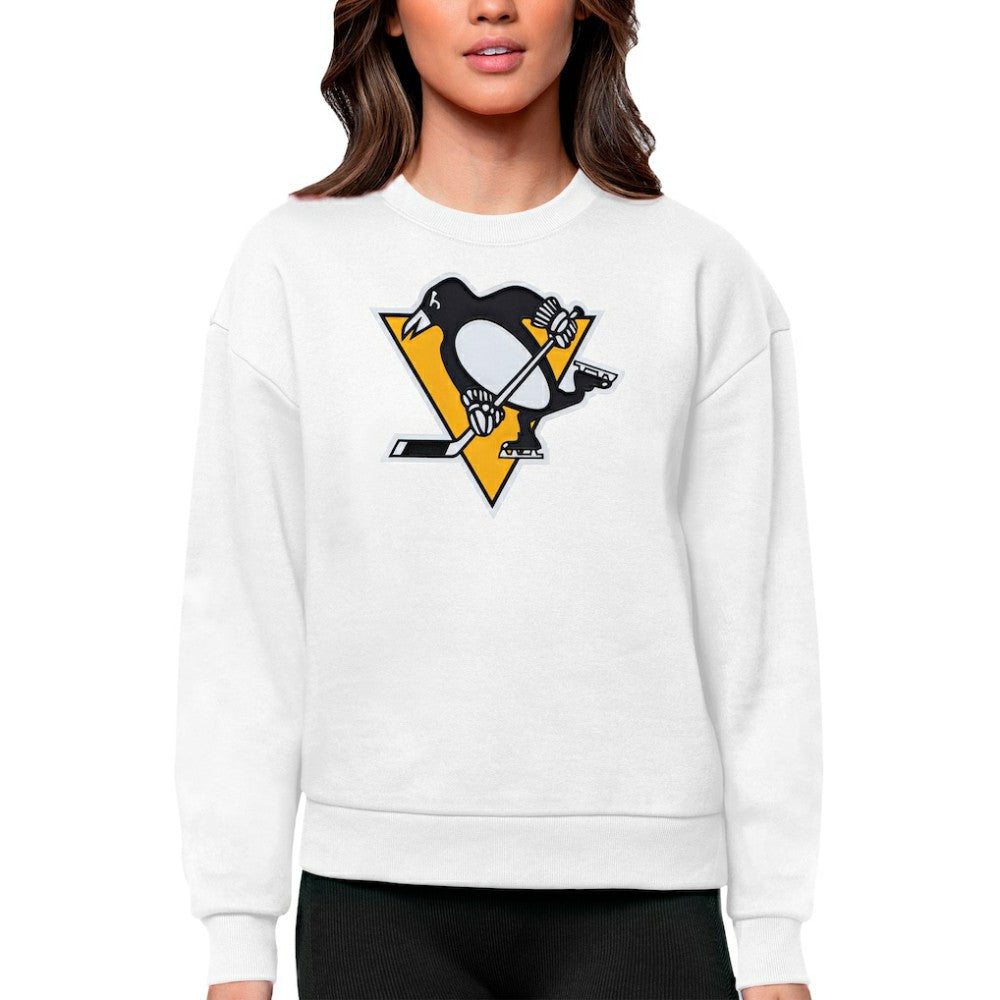 Pittsburgh Penguins Antigua Women's Team Logo Victory Crewneck Pullover Sweatshirt - White | US 5084289