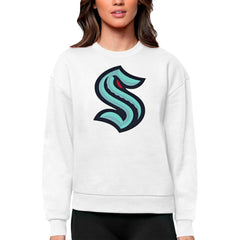 Seattle Kraken Antigua Women's Team Logo Victory Crewneck Pullover Sweatshirt - White | US 5084296