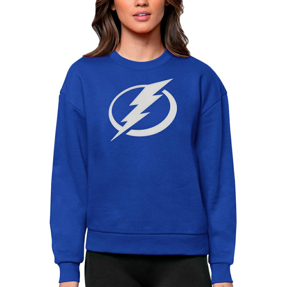 Tampa Bay Lightning Antigua Women's Team Logo Victory Crewneck Pullover Sweatshirt - Royal | US 5084305
