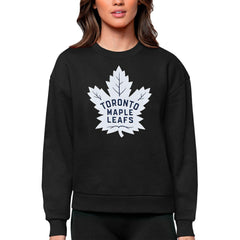 Toronto Maple Leafs Antigua Women's Team Logo Victory Crewneck Pullover Sweatshirt - Black | US 5084307