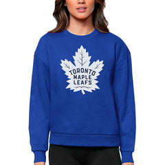 Toronto Maple Leafs Antigua Women's Team Logo Victory Crewneck Pullover Sweatshirt - Royal | US 5084310