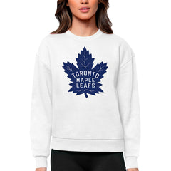 Toronto Maple Leafs Antigua Women's Team Logo Victory Crewneck Pullover Sweatshirt - White | US 5084311