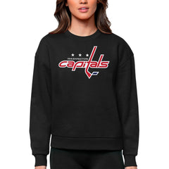 Washington Capitals Antigua Women's Team Logo Victory Crewneck Pullover Sweatshirt - Black | US 5084319