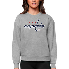 Washington Capitals Antigua Women's Team Logo Victory Crewneck Pullover Sweatshirt - Heather Gray | US 5084320