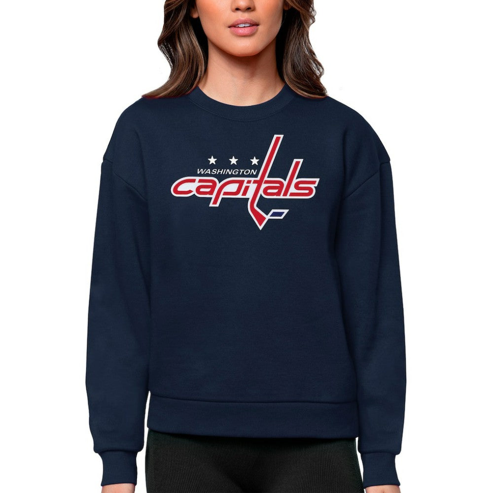 Washington Capitals Antigua Women's Team Logo Victory Crewneck Pullover Sweatshirt - Navy | US 5084321