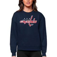 Washington Capitals Antigua Women's Team Logo Victory Crewneck Pullover Sweatshirt - Navy | US 5084321