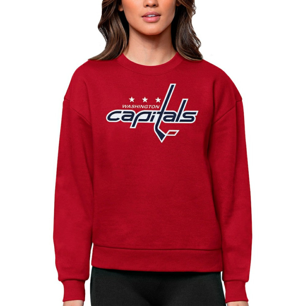 Washington Capitals Antigua Women's Team Logo Victory Crewneck Pullover Sweatshirt - Red | US 5084322