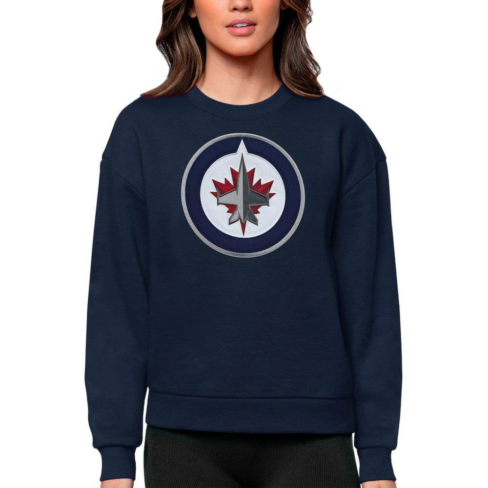 Winnipeg Jets Antigua Women's Team Logo Victory Crewneck Pullover Sweatshirt - Navy | US 5084326