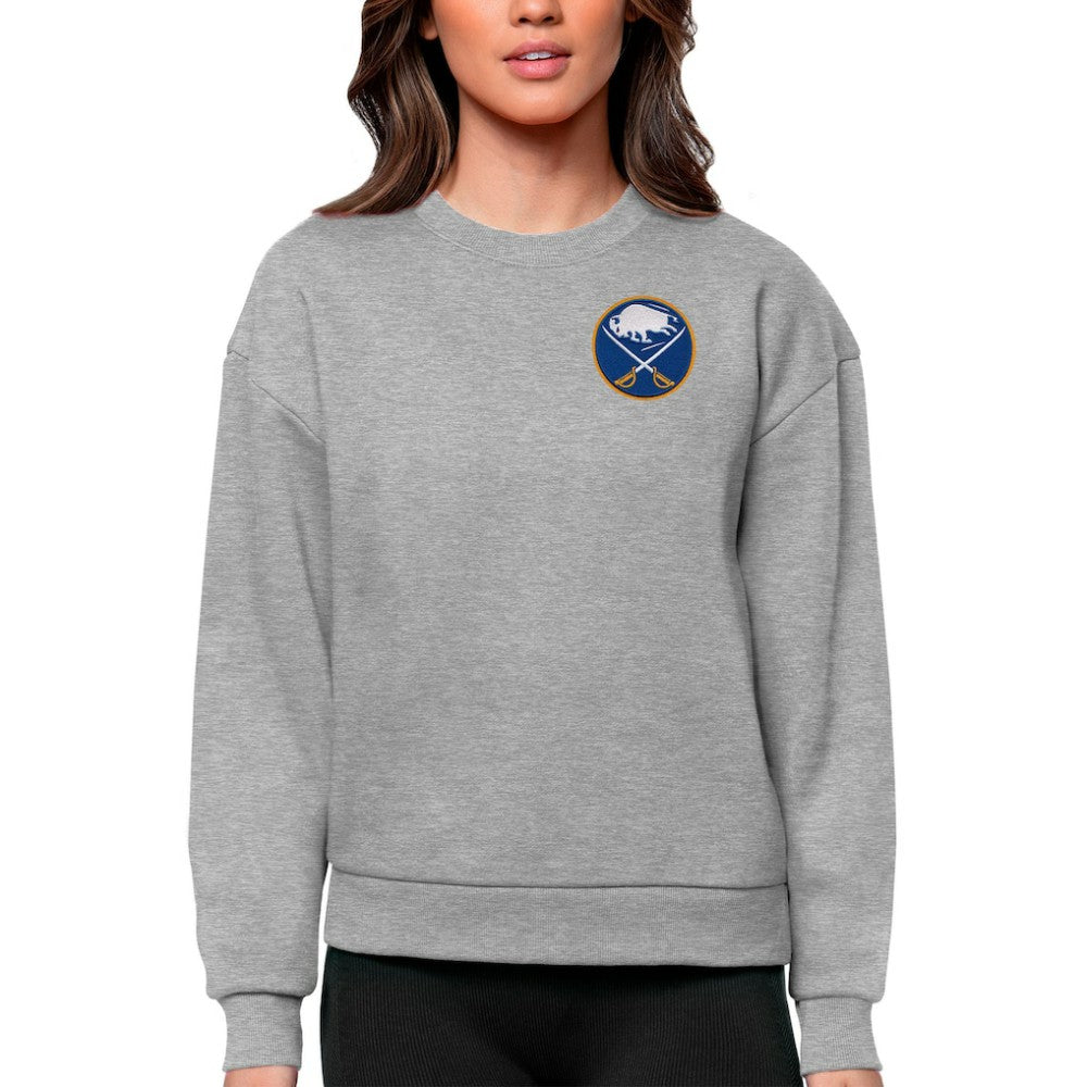 Buffalo Sabres Antigua Women's Victory Crewneck Pullover Sweatshirt - Heather Gray | US 5084357
