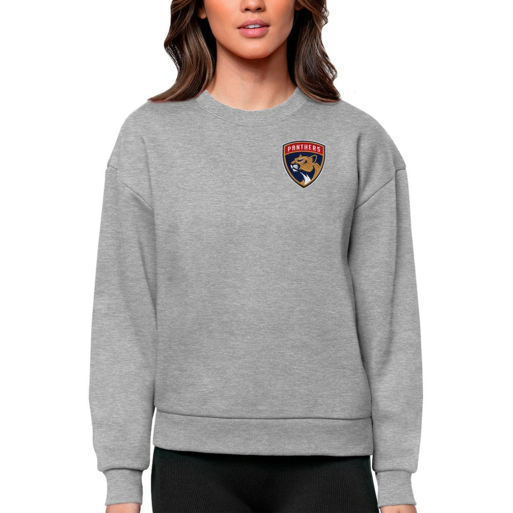 Florida Panthers Antigua Women's Victory Crewneck Pullover Sweatshirt - Heather Gray | US 5084397