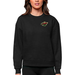 Minnesota Wild Antigua Women's Victory Crewneck Pullover Sweatshirt - Black | US 5084404