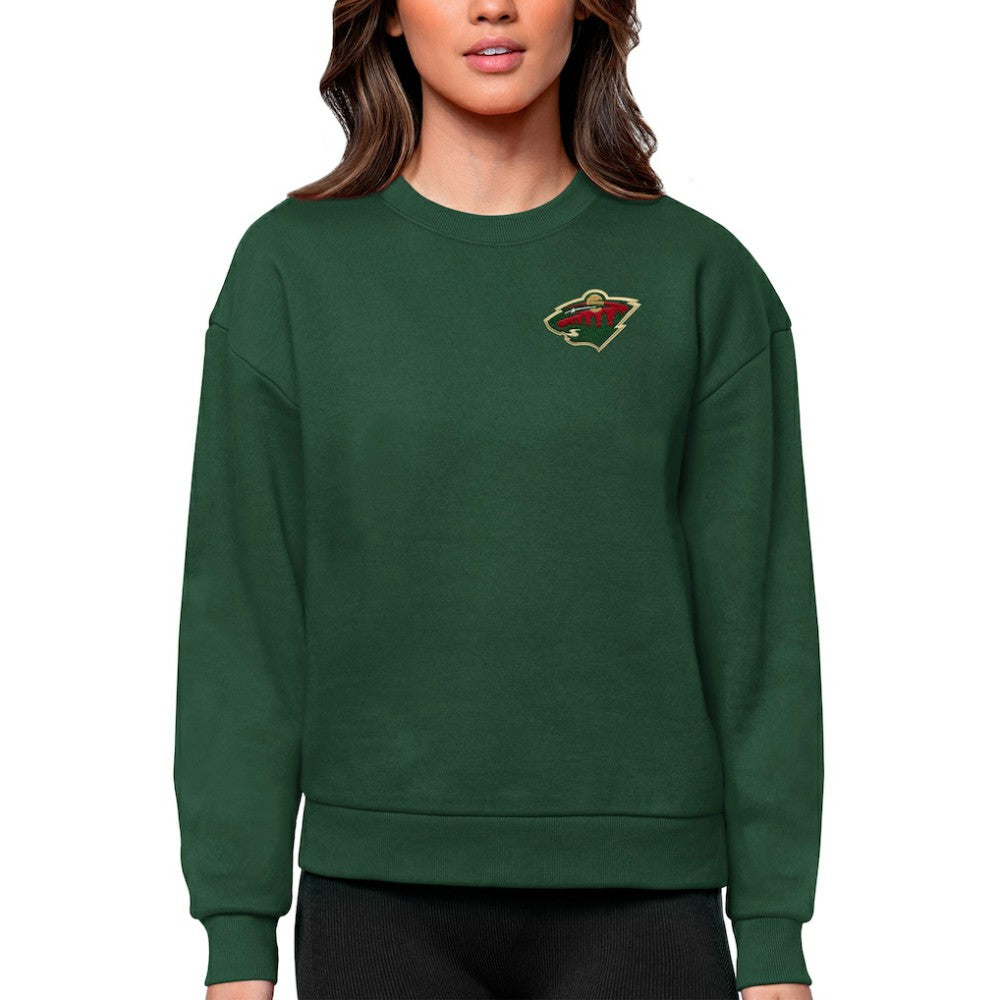 Minnesota Wild Antigua Women's Victory Crewneck Pullover Sweatshirt - Green | US 5084405