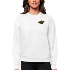 Minnesota Wild Antigua Women's Victory Crewneck Pullover Sweatshirt - White | US 5084408