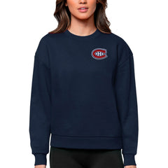 Montreal Canadiens Antigua Women's Victory Crewneck Pullover Sweatshirt - Navy | US 5084411
