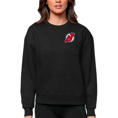 New Jersey Devils Antigua Women's Victory Crewneck Pullover Sweatshirt - Black | US 5084419